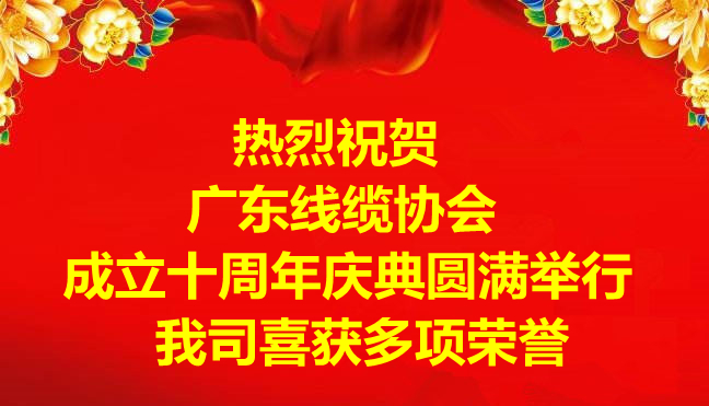 祝賀廣東線纜協會成立十周年慶典圓滿舉行，我司喜獲多項榮譽!