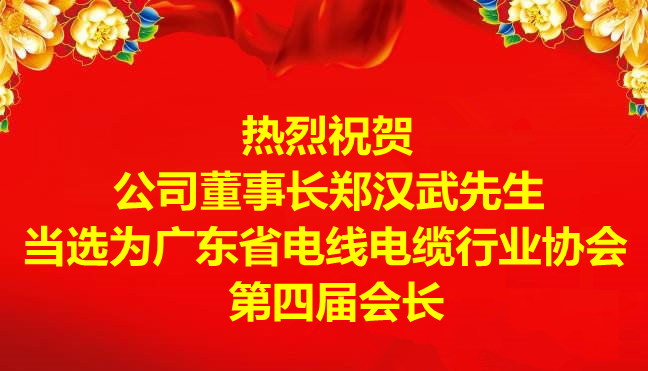 熱烈祝賀公司董事長鄭漢武先生當選為廣東省電線電纜行業協會第四屆會長